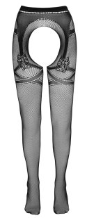 Cottelli LEGWEAR rajstopy siateczkowe z podwiązką czarne S/M Cottelli LEGWEAR