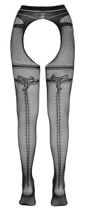 Cottelli LEGWEAR rajstopy siateczkowe z podwiązką czarne S/M Cottelli LEGWEAR