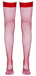 Cottelli Legwear pończochy kabaretki czerwone M z silikonową opaską Cottelli LEGWEAR
