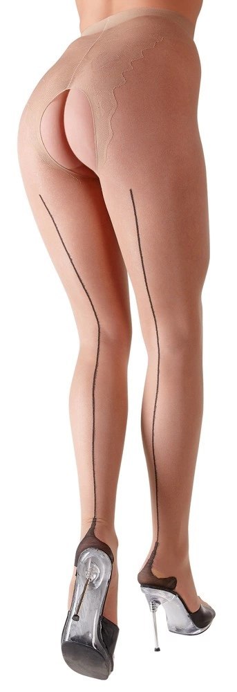 Cottelli Legwear rajstopy bez krocza beżowe z czarnym szwem 20 den Cottelli LEGWEAR Cottelli Legwear rajstopy bez krocza beżowe z czarnym szwem 20 den Cottelli LEGWEAR