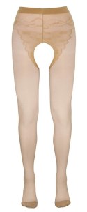 Cottelli Legwear rajstopy bez krocza beżowe z czarnym szwem 20 den Cottelli LEGWEAR