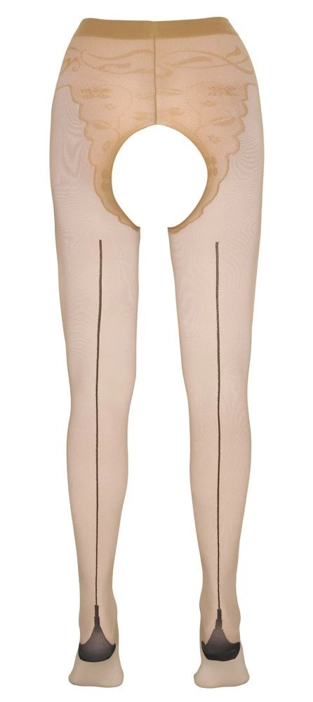 Cottelli Legwear rajstopy bez krocza beżowe z czarnym szwem 20 den Cottelli LEGWEAR Cottelli Legwear rajstopy bez krocza beżowe z czarnym szwem 20 den Cottelli LEGWEAR