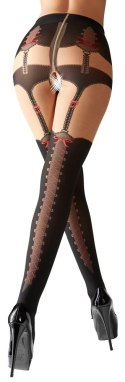 Cottelli Legwear rajstopy z motywem szelek i czerwonych kokardek, otwarty krok Cottelli LEGWEAR