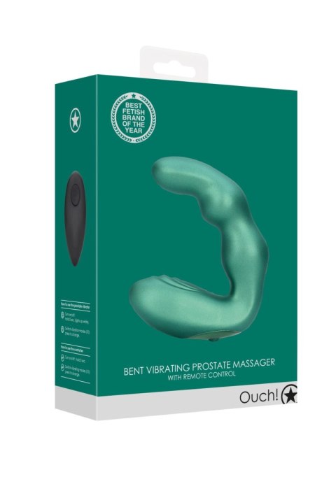 Bent Vibrating Prostate Massager with Remote Control - Metallic Green Bent Vibrating Prostate Massager with Remote Control - Metallic Green
