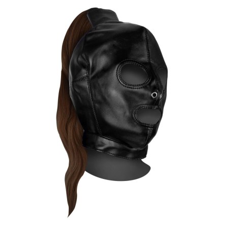 Mask with Brown Ponytail - Black Mask with Brown Ponytail - Black