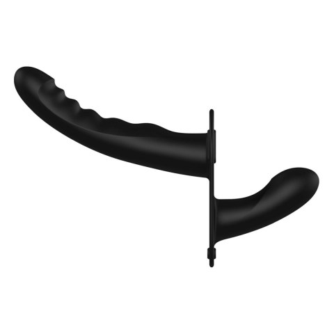 Ouch! - Dual Silicone Ribbed Strap-On - Adjustable - Black Ouch! - Dual Silicone Ribbed Strap-On - Adjustable - Black