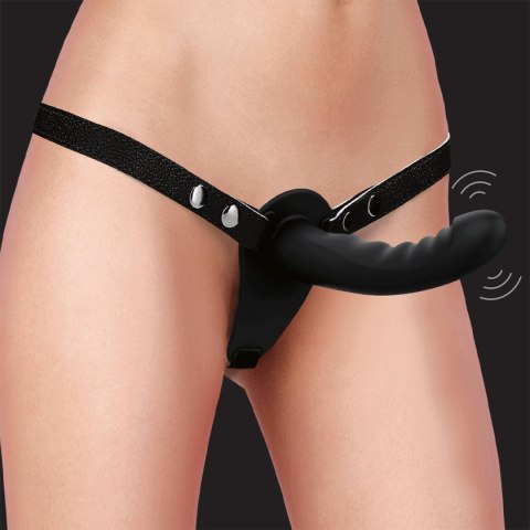 Ouch! - Dual Vibrating - Rechargeable - 10 Speed Silicone Ribbed Strap-On - Adjustable - Black Ouch! - Dual Vibrating - Rechargeable - 10 Speed Silicone Ribbed Strap-On - Adjustable - Black