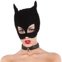 Bad Kitty Maska Kocia Głowa Nubukowy Czarny PU Otwory na Oczy i Usta Bad Kitty