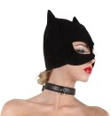 Bad Kitty Maska Kocia Głowa Nubukowy Czarny PU Otwory na Oczy i Usta Bad Kitty