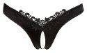 Cottelli Collection Majtki Satynowe Czarny M z Ozdobą Perłową Cottelli LINGERIE
