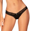 Obsessive Medilla XL/2XL - Czarne stringi z koronką i zdobieniem Obsessive