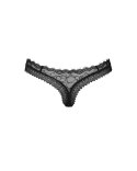 Obsessive Medilla XL/2XL - Czarne stringi z koronką i zdobieniem Obsessive