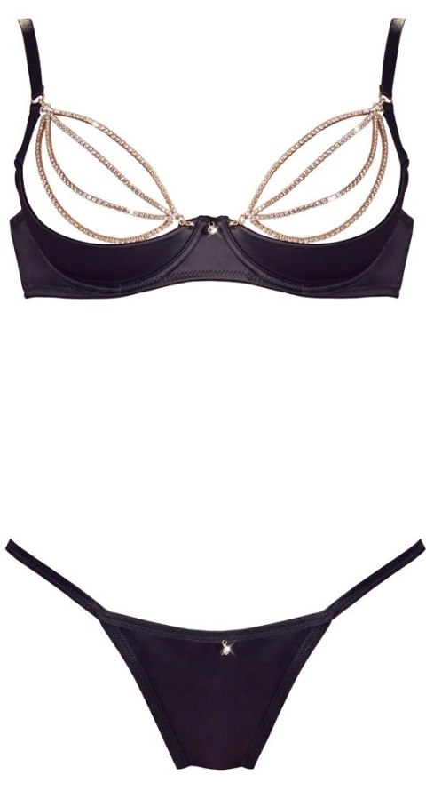 Cottelli Collection Zestaw Bielizny Czarny 75B/S ze Złotymi Łańcuszkami Cottelli LINGERIE Cottelli Collection Zestaw Bielizny Czarny 75B/S ze Złotymi Łańcuszkami Cottelli LINGERIE