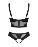 Obsessive Amoria Black Chic Komplet z Otwartym Biustonoszem XS/S Obsessive