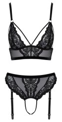 Cottelli Lingerie komplet XL koronkowy biustonosz z pasem czarny Cottelli LINGERIE Cottelli Lingerie komplet XL koronkowy biustonosz z pasem czarny Cottelli LINGERIE