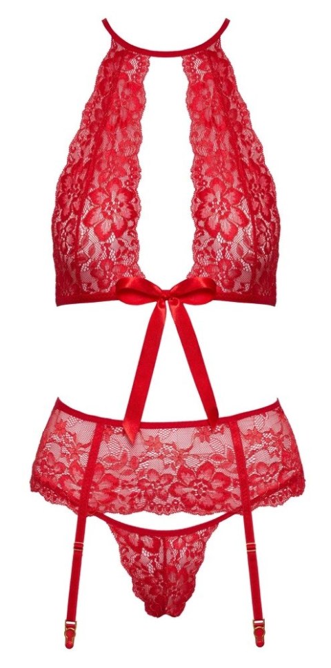 Kissable Komplet Koronkowy Czerwony L/XL z Satynowymi Detalami Kissable Kissable Komplet Koronkowy Czerwony L/XL z Satynowymi Detalami Kissable
