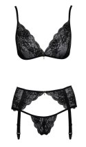 Kissable komplet koronkowy 3-częściowy czarny L/XL z regulacją Kissable Kissable komplet koronkowy 3-częściowy czarny L/XL z regulacją Kissable