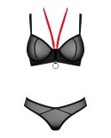 Obsessive Glandez Set XS/S - czarny komplet z czerwonym akcentem Obsessive