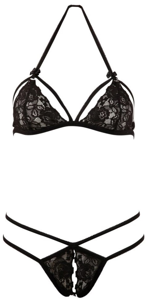 Cottelli Collection Koronkowy Zestaw Bielizny Czarny M - Biustonosz i Stringi Cottelli LINGERIE Cottelli Collection Koronkowy Zestaw Bielizny Czarny M - Biustonosz i Stringi Cottelli LINGERIE