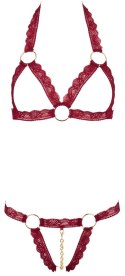 Cottelli Lingerie komplet koronkowy czerwony z elementami metalowymi S/M Cottelli LINGERIE