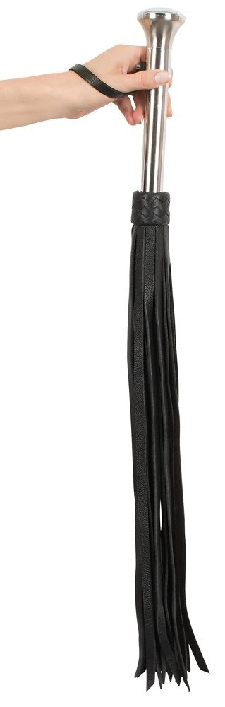ZADO Pejcz skorzany szerokie paski stalowy uchwyt 73 cm czarny ZADO ZADO Pejcz skorzany szerokie paski stalowy uchwyt 73 cm czarny ZADO