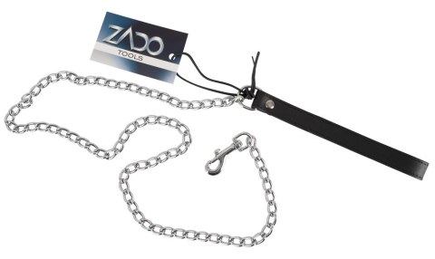 ZADO Skorzana obroża z metalową smyczą 110 cm czarna ZADO ZADO Skorzana obroża z metalową smyczą 110 cm czarna ZADO