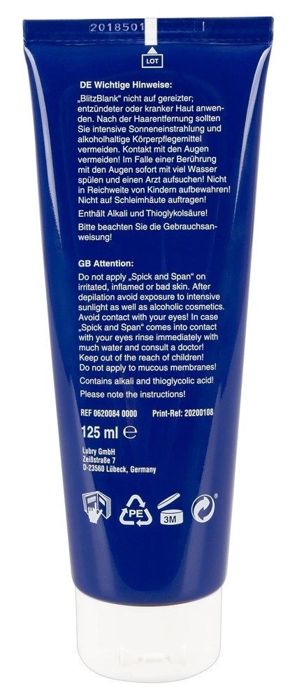BlitzBlank Krem do depilacji 125 ml - delikatna pielęgnacja skory BlitzBlank Krem do depilacji 125 ml - delikatna pielęgnacja skory