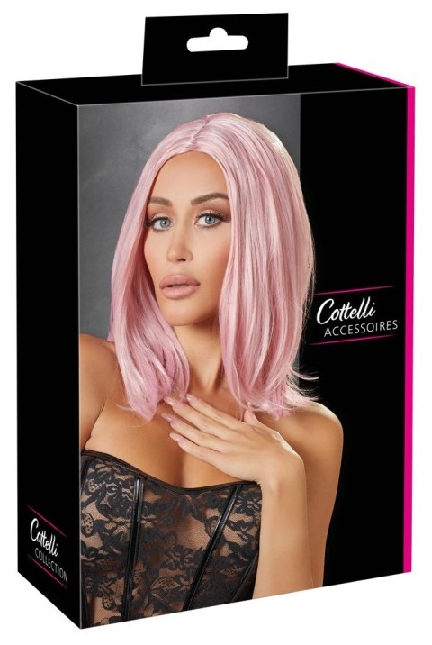 Cottelli Accessories Peruka Bob Rożowa Regulowana 30cm Syntetyczna Cottelli ACCESSOIRES