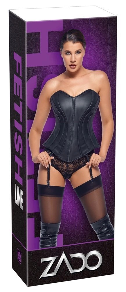 ZADO Gorset skorzany czarny z paskami do pończoch 2XL model Nappa ZADO