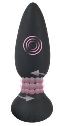 Black Velvets Rotacyjny korek analny z pilotem 14 cm czarny, 7 trybow Black Velvets Black Velvets Rotacyjny korek analny z pilotem 14 cm czarny, 7 trybow Black Velvets
