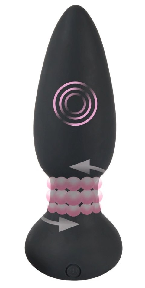 Black Velvets Rotacyjny korek analny z pilotem 14 cm czarny, 7 trybow Black Velvets Black Velvets Rotacyjny korek analny z pilotem 14 cm czarny, 7 trybow Black Velvets