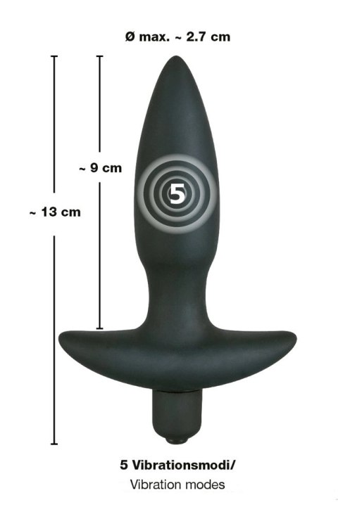 Black Velvets model 13cm - kompaktowa wtyczka analna z wibracją i uchwytem Black Velvets Black Velvets model 13cm - kompaktowa wtyczka analna z wibracją i uchwytem Black Velvets