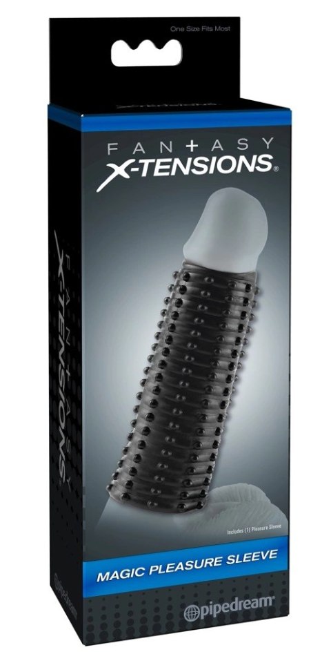 Fantasy X-Tensions Czarna nakładka stymulująca z wypustkami 14cm TPR Fantasy X-TENSIONS