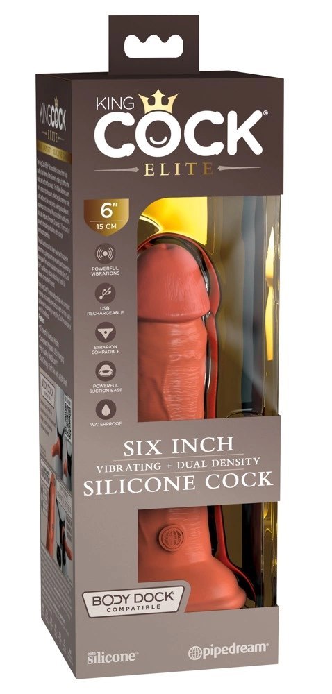 King Cock Elite Elite Vibrator silikonowy z przyssawką i pilotem 15cm ciemny King Cock Elite