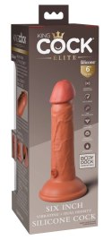 King Cock Elite Elite Vibrator silikonowy z przyssawką i pilotem 15cm ciemny King Cock Elite