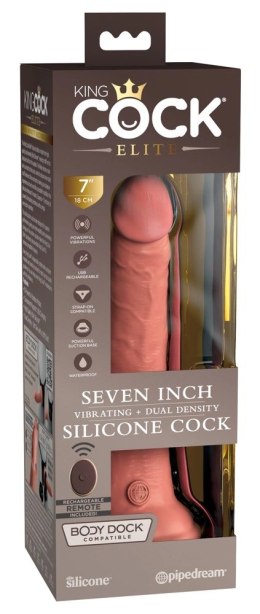 King Cock Elite Silikonowy Model Intymny z Pilotem 18 cm ciemny kolor King Cock Elite