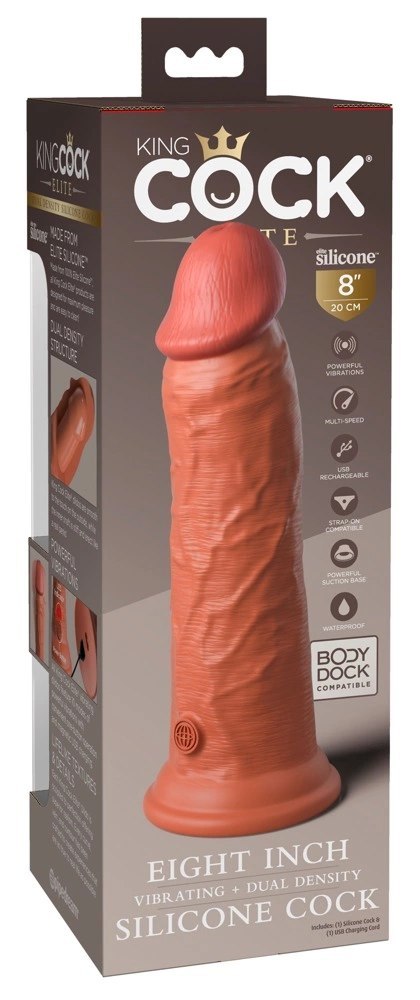 King Cock Elite Wibrator Silikonowy 20 cm z Pilotem i Przyssawką Ciemny King Cock Elite King Cock Elite Wibrator Silikonowy 20 cm z Pilotem i Przyssawką Ciemny King Cock Elite