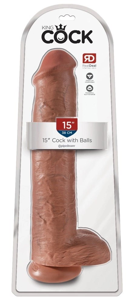 King Cock Model 38 cm ciemny - duży anatomiczny model z przyssawką King Cock