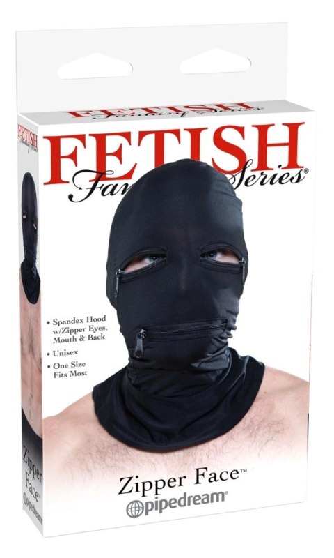 Fetish Fantasy Series kaptur na głowę z zamkami, czarny, uniwersalny Fetish Fantasy Series