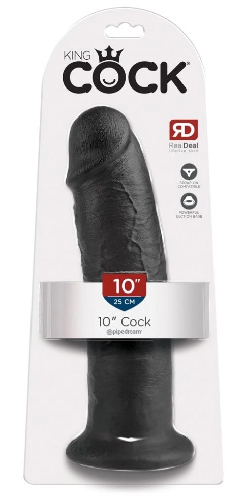 King Cock Czarny Model Zakrzywiony 25 cm z Przyssawką PVC King Cock
