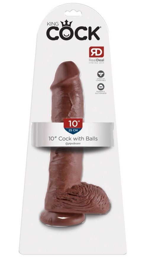 King Cock Model 25 cm - brązowy, anatomiczny kształt, przyssawka King Cock