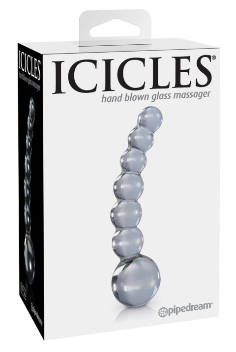 Pipedream Icicles 29 - Szklany masażer kulkowy, długość 12 cm Icicles