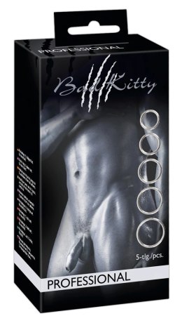 Bad Kitty Zestaw 5 Pierścieni Metalowych Srebrnych - Rożne Rozmiary Bad Kitty