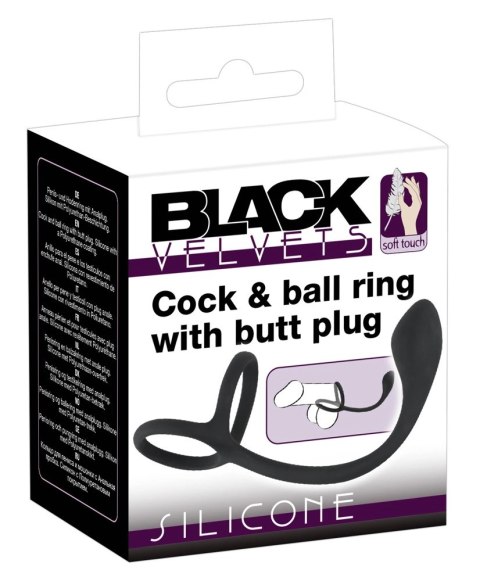 Black Velvets System 3w1 - Pierścień i korek silikonowy czarny Black Velvets
