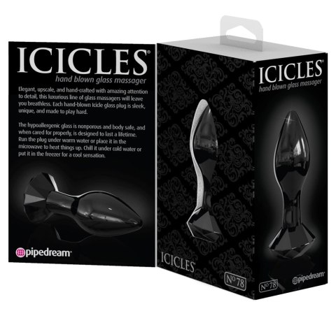 Icicles Szklany stożkowy korek z ozdobnym kryształem 9 cm czarny Icicles Icicles Szklany stożkowy korek z ozdobnym kryształem 9 cm czarny Icicles