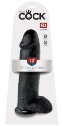 Pipedream King Cock Czarny model z jądrami 30 cm przyssawka PVC King Cock