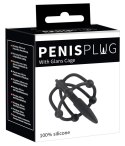 You2Toys Plug intymny z kulkami, klatką - silikonowy, czarny, 5,7 cm Penisplug