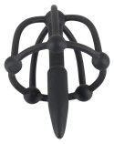 You2Toys Plug intymny z kulkami, klatką - silikonowy, czarny, 5,7 cm Penisplug