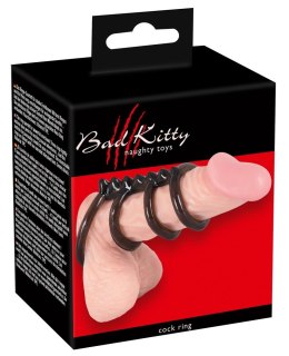 Bad Kitty Kwartet Czarny - Zestaw czterech pierścieni elastycznych TPE Bad Kitty