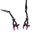 Bad Kitty Stringi czarne z zaciskami regulowanymi i koralikami 68 cm Bad Kitty